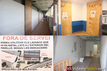 Obres als vestidors del Pavelló Municipal d'Esports