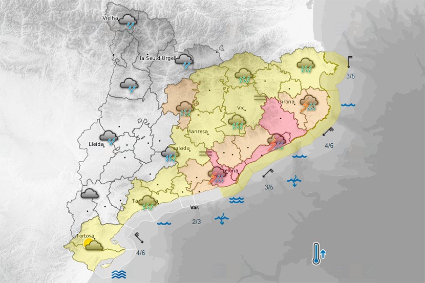 Temporal de pluja, vent i onatge