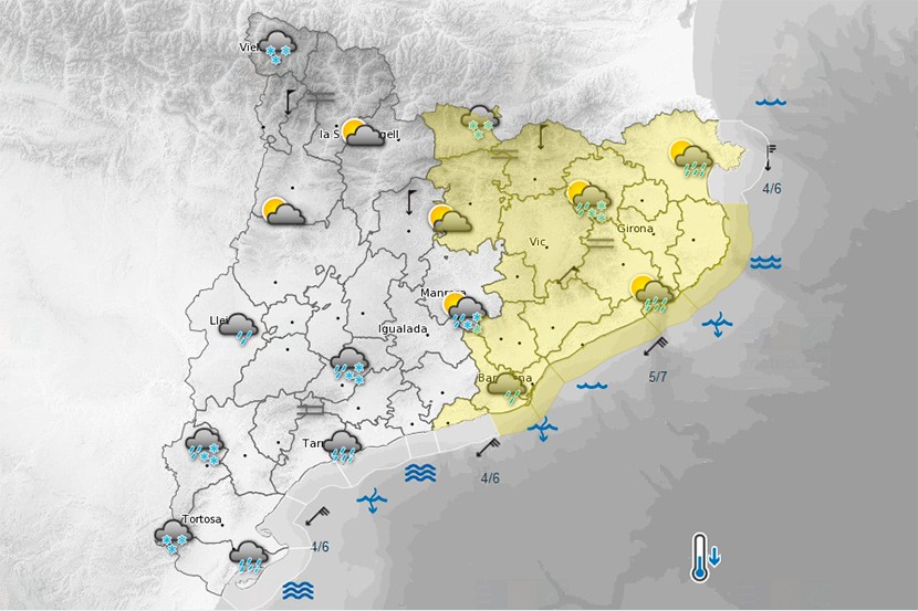 Episodi de baixes temperatures, precipitacions i fort onatge