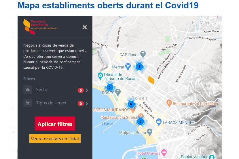 Guia d'establiments oberts a Roses