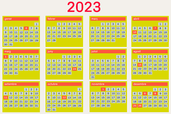 Calendari de festes laborals any 2023