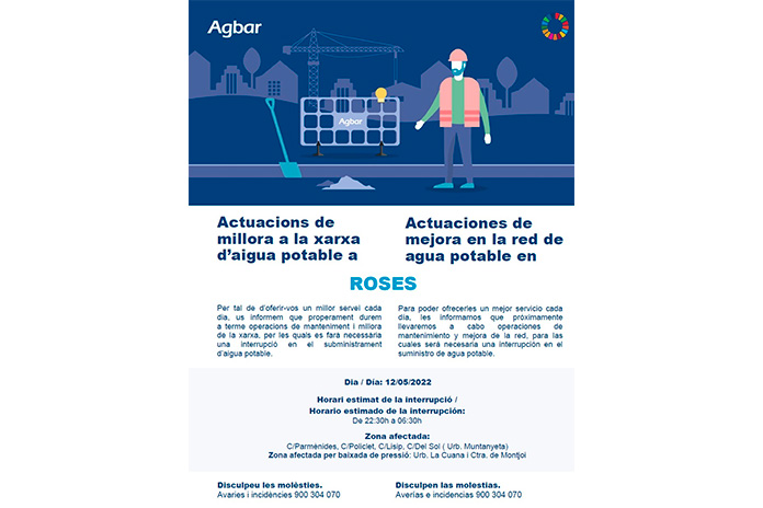 Tall de subministrament d'aigua a Roses