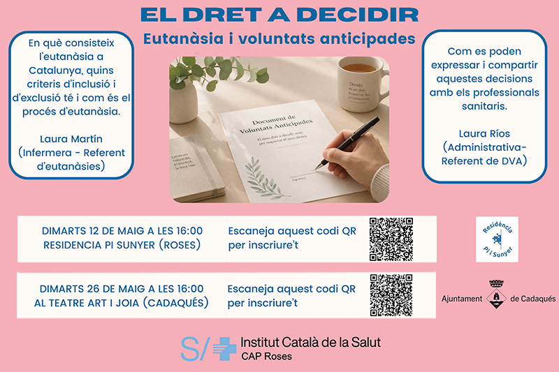 Xerrada sobre eutanàsia i voluntats anticipades a Roses i Cadaqués