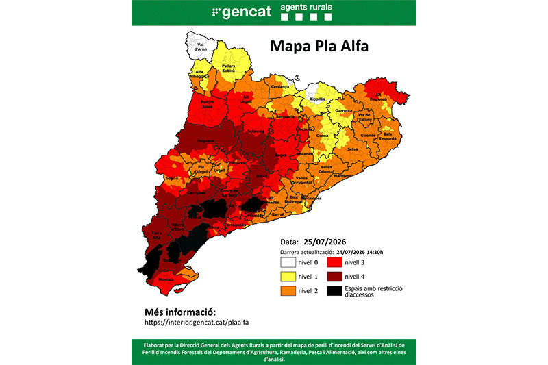 Alerta per elevat risc d'incendis